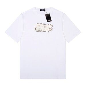 White Letter Print Short-Sleeved Round Neck T-Shirt Diesel